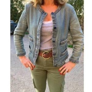 Chanel Demin Jacket Blazer 38 6 Versailles Line013